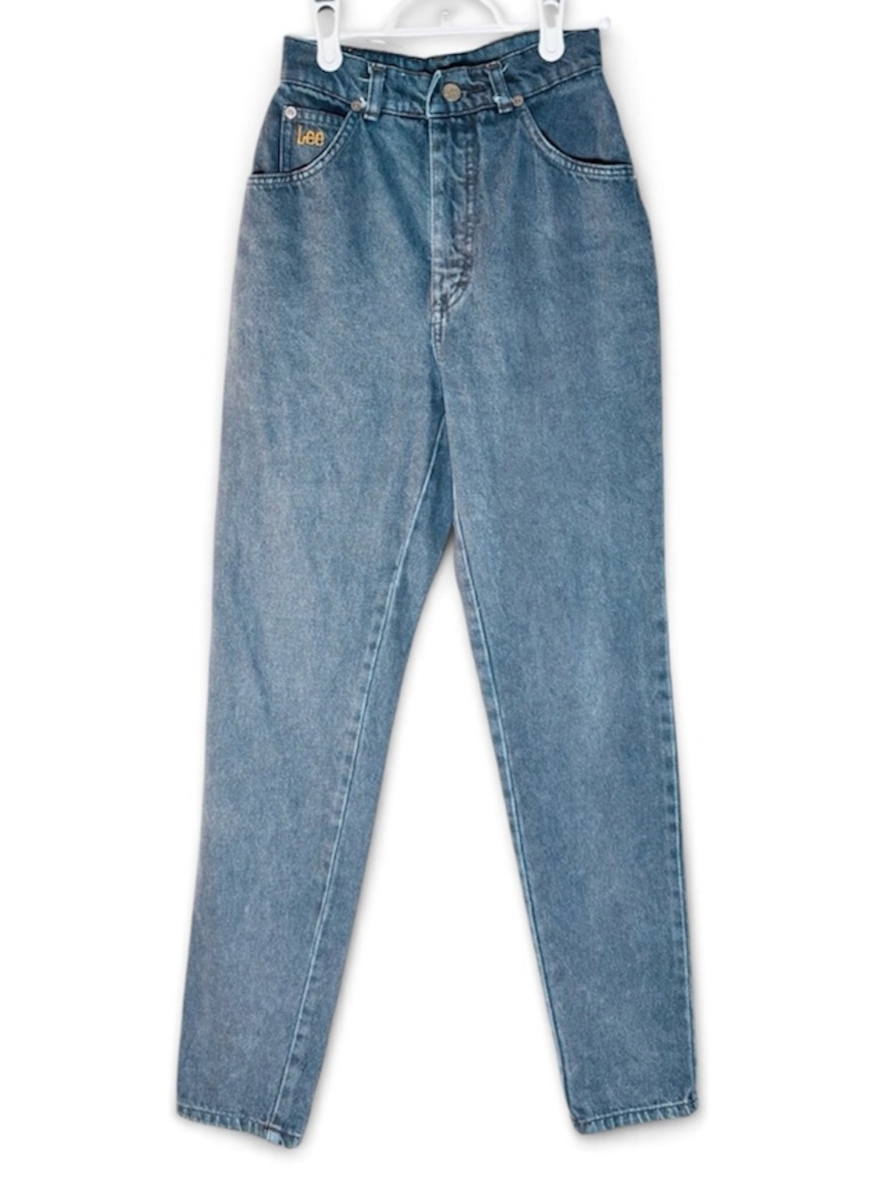 Vintage 80s Lee High Waisted Tapered Leg Mom Jeans Size 28 Thick Blue